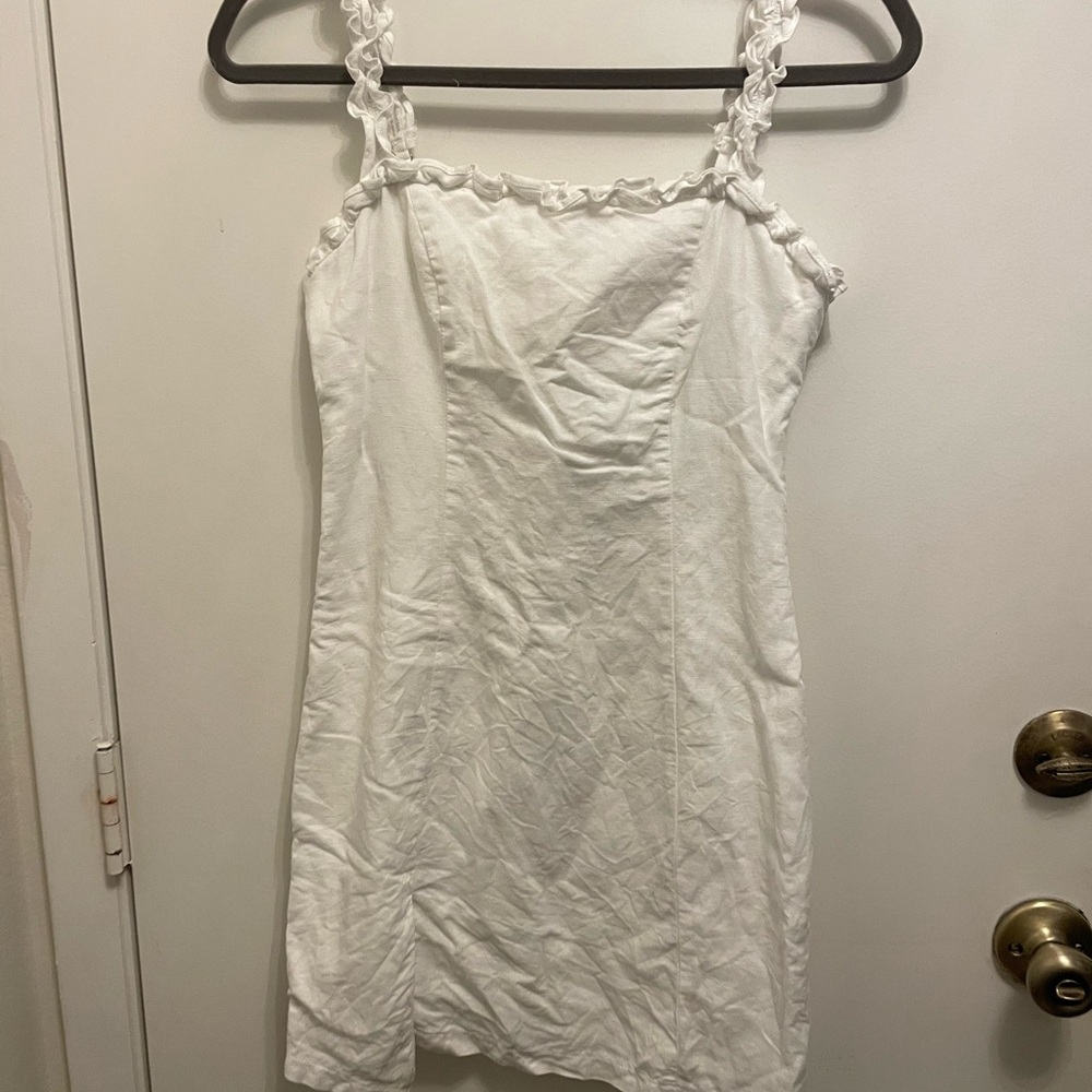 Princess Polly White Linen Ruffled Strap Dress
